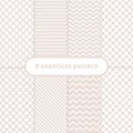 Collection of seamless ornametal patterns. White and beije pastel pattern set.