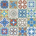 Collection seamless patchwork pattern from Moroccan, Portuguese tiles. Decorative ornament can be used for wallpaper,