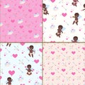 Patternes for Valentines day with african cupid Royalty Free Stock Photo