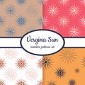 Collection of seamless patterns with ancient solar symbol Vergina Sun Royalty Free Stock Photo