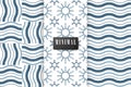 Collection of seamless patterns. Minimalistic style. Blue and white colour. Royalty Free Stock Photo