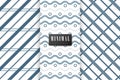 Collection of seamless patterns. Minimalistic style. Blue and white colour. Royalty Free Stock Photo