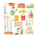 Collection seasonal gardening elements isometric icon vector illustration farming agronomy