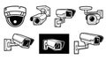 CCTV Security Camera Vector Icons Set - Surveillance System Line Art Royalty Free Stock Photo