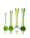 Collection set of antique glass vases isolated