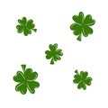 Collection set of beautiful green four-leaf clover shamrock isolated on white background. Hand drawn vector sketch doodle Royalty Free Stock Photo