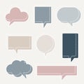 Collection set of blank dashed line hand drawn speech bubble balloon pastel color, think speak talk whisper text box Royalty Free Stock Photo