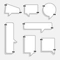 Collection set of blank hand drawn speech bubble balloon with quotation marks and shadow, think speak talk whisper text box Royalty Free Stock Photo