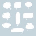 Collection set of blank hand drawn speech bubble balloon with quotation marks, think speak talk whisper text box Royalty Free Stock Photo