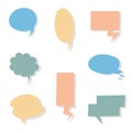 Collection set of blank pastel colorful hand drawing speech bubble balloon, think speak talk text box, banner Royalty Free Stock Photo