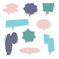 Collection set of blank pastel colorful hand drawing speech bubble balloon, think speak talk text box, banner Royalty Free Stock Photo