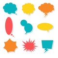 Collection set of blank pastel colorful hand drawing speech bubble balloon, think speak talk text box, banner Royalty Free Stock Photo