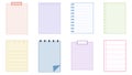 collection set of blank pastel paper templates printable striped note, planner, journal, reminder, notes, checklist, memo, writing