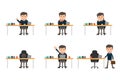 Collection set of Business man showing different gestures character. Royalty Free Stock Photo