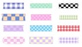 collection set of cute checkered, gingham pattern banners, masking tape for the planner, reminder, post, checklist paper, and