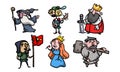 Set of cute and funny medieval characters of different people. Vector illustration in flat cartoon style.