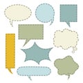 Collection set of cute hand drawn line frame border, blank speech bubble balloon, whisper, think, speak, talk, text box, banner Royalty Free Stock Photo