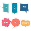 Collection set of cute, sweet hand drawn blank speech bubble balloon think speak talk template text box banner frame Royalty Free Stock Photo