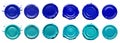 2 Collection set of dark light blue turquoise, wax seal stamp blob ink paint on transparent cutout, PNG
