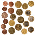 Collection set of euro coins Royalty Free Stock Photo