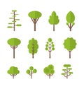 Collection set flat icons tree, garden bush