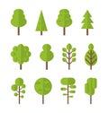 Collection set flat icons tree, garden bush