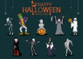 Collection set of halloween monster costume Royalty Free Stock Photo