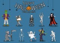 Collection set of halloween monster costume Royalty Free Stock Photo