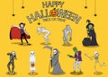 Collection set of halloween monster costume Royalty Free Stock Photo