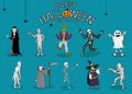 Collection set of halloween monster costume Royalty Free Stock Photo