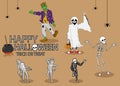 Collection set of halloween monster costume Royalty Free Stock Photo