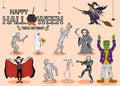 Collection set of halloween monster costume Royalty Free Stock Photo