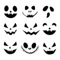 Collection set of Halloween pumpkins faces silhouettes. Vector illustration Royalty Free Stock Photo