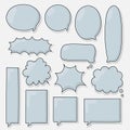 Collection set of hand drawing frame border, blank speech bubble balloon, blue color, think, speak, talk, text box, banner Royalty Free Stock Photo