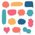 Collection set of hand drawing frame border, blank speech bubble balloon, think, speak, talk, text box, banner Royalty Free Stock Photo