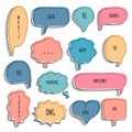 Collection set of hand drawing frame border, blank speech bubble balloon, think, speak, talk, text box, banner Royalty Free Stock Photo