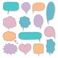 Collection set of hand drawing frame border, blank speech bubble balloon, think, speak, talk, text box, banner Royalty Free Stock Photo