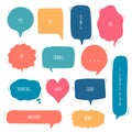 Collection set of hand drawing frame border, blank speech bubble balloon, think, speak, talk, text box, banner Royalty Free Stock Photo