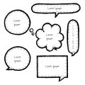 Collection set of hand drawing, grunge, crayon, speech bubble balloon, think, speak, talk, template, frame, border, text box