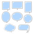 Collection set of hand drawing line frame border, speech bubble balloon with quotation marks, think, whisper, speak, talk Royalty Free Stock Photo