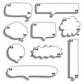 Collection set of hand drawn 3D blank speech bubble balloon with quotation marks and shadow, black and white color Royalty Free Stock Photo