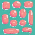 Collection set of hand drawn line frame border, blank speech bubble balloon watermelon circle and square shape, pastel color Royalty Free Stock Photo