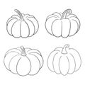 Collection set of hand drawn pumpkin sketch in simple black ink outline. Cute tradition squash autumn clip art. Vector Royalty Free Stock Photo