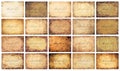 Collection set old parchment paper sheet vintage aged or texture isolated on white background Royalty Free Stock Photo