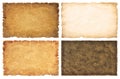 collection set old parchment paper sheet vintage aged or texture isolated on white background Royalty Free Stock Photo