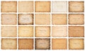 Collection set old parchment paper sheet vintage aged or texture isolated on white background Royalty Free Stock Photo