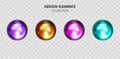 Collection set of realistic 3d render metallic color gradient geometric shapes objects elements for design isolated on transparent