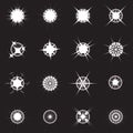 Vector set of sparkling light flares and shining stars effects