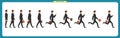 Collection set of Walking and running businessman. Walk, run, active. Variety of movements. Flat Character man cartoon Royalty Free Stock Photo