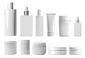 Collection set of white blank cosmetic skincare container tube packaging dispenser bottle on transparent, PNG